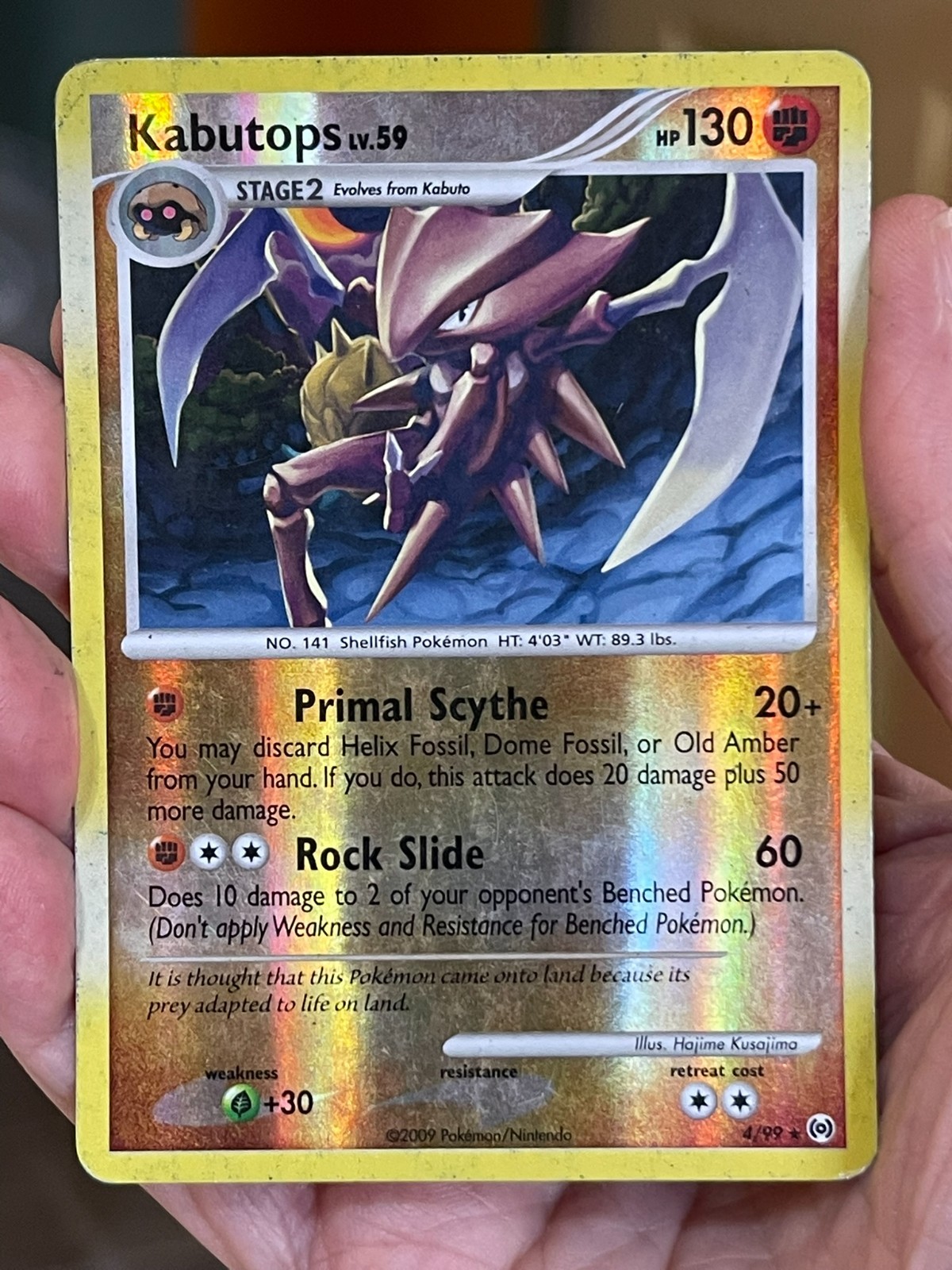 POKEMON KABUTOPS LV.59 RARE REVERSE HOLOFOIL ARCEUS HP CARD