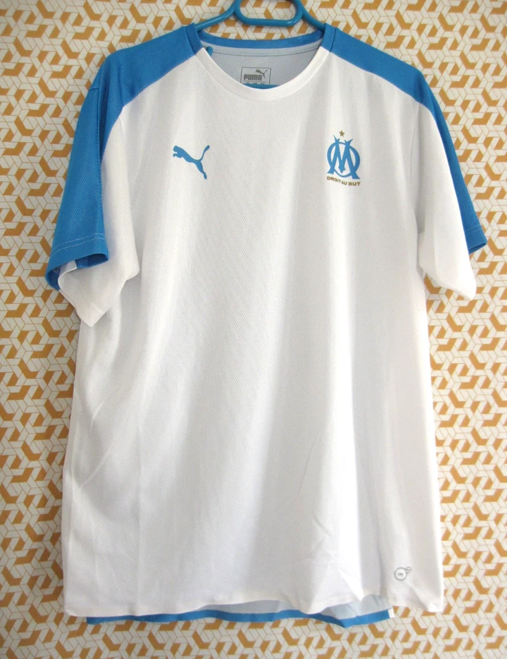 Maillot Puma Olympique Marseille 2018 blanc ciel Entrainement OM Homme - XL - Photo 1/4