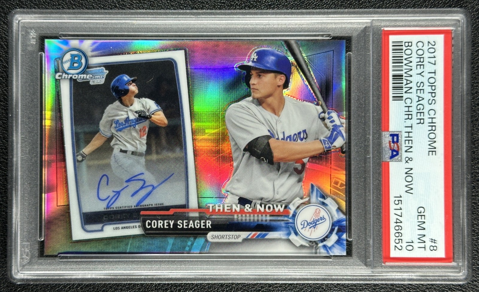 COREY SEAGER PSA 10 2017 TOPPS CHROME #BTN-8 BOWMAN THEN & NOW DODGERS 6652