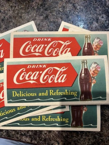 Vintage 1951 "DRINK COCA-COLA DELICIOUS & REFRESHING" -  Ink Blotter -Sprite Boy
