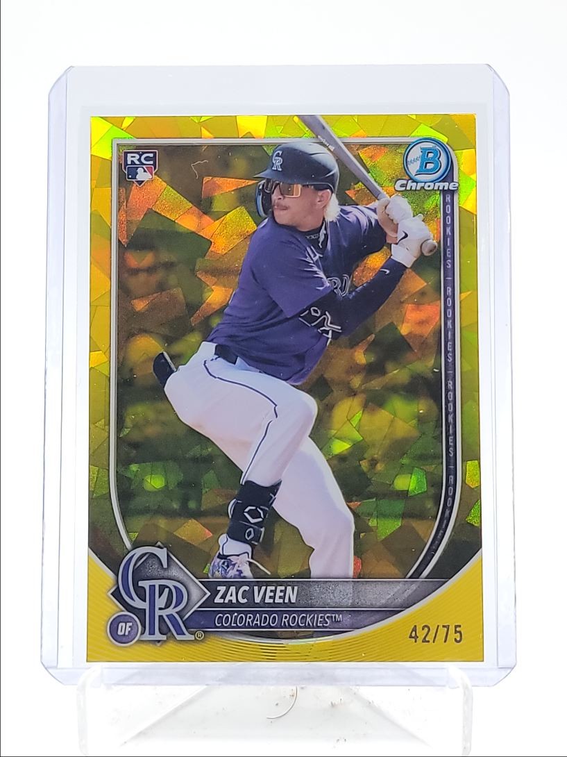 Zac Veen 2025 Bowman Chrome #69 Yellow Refractor /75 Price Guide