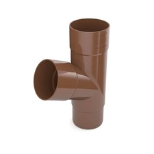 Brown Rain Gutter T-Piece System 63 Downspout Connector