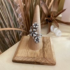 Sterling Silver Cascading Flowers Ring, Statement Ring, Silver Ring, Boho Ring