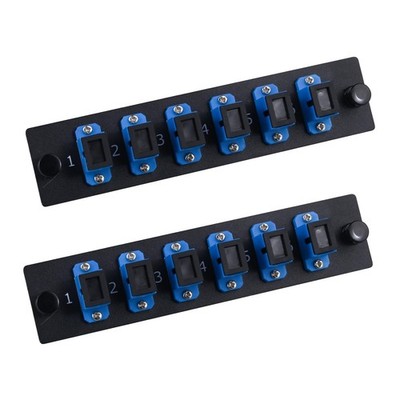 2-Pack 6 Port Simplex SC/UPC Fiber Patch Panel, Singlemode Blue SC Adapters