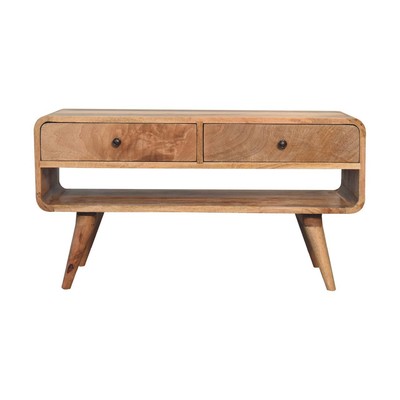 Reverse Curve Oak Media Unit | Modern TV Stand