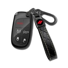 Compatible with Dodge Key Fob Cover with Keychain Soft TPU Protection Key Black