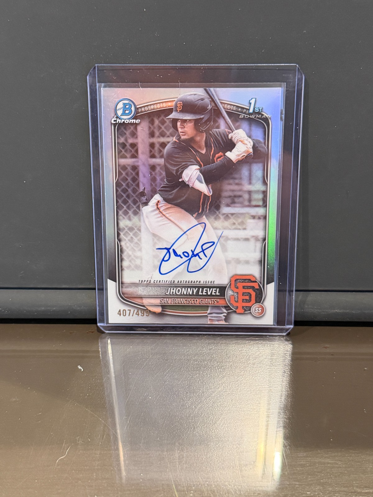 2025 Bowman Jhonny Level Chrome Auto Refractor 1st Prospect 407/499 Giants