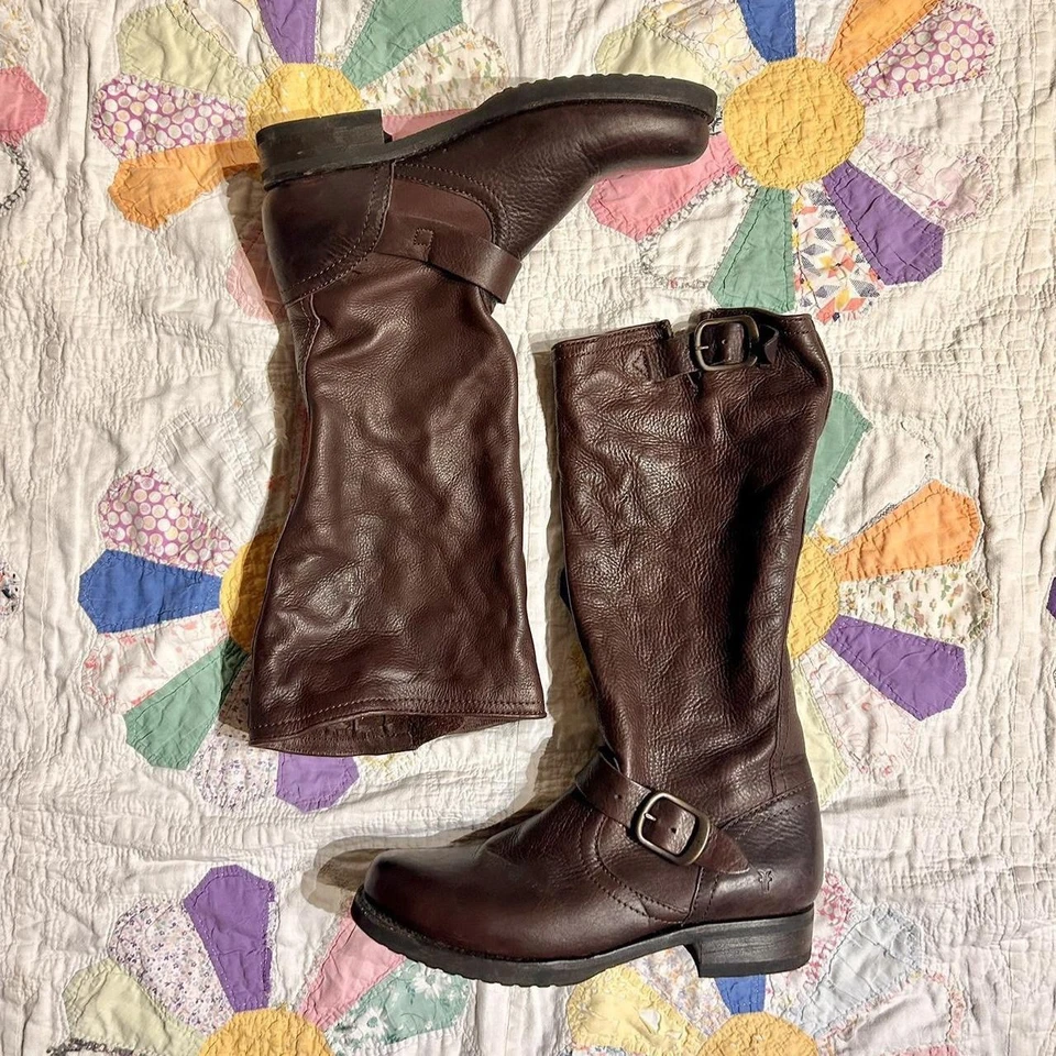 Botas Frye Motocicleta Estilo Verónica Talla 8.5 Mujer’s Cuero Marrón Hebilla  Foto 3 de 4