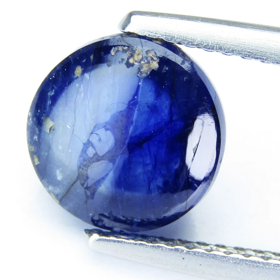 Cabujón redondo de 9 mm de zafiro azul 100 % natural genuino de 4,81 quilates Foto 3 de 4