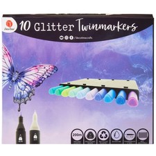 10pk Deco Time Glitter Twinmarkers Set Ideal For Arts Craft Drawing And Painting