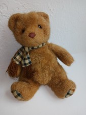 VTG Russ Berrie 329 Kensington Brown Teddy Bear Plaid Feet Fuzzy Plush 10" EUC