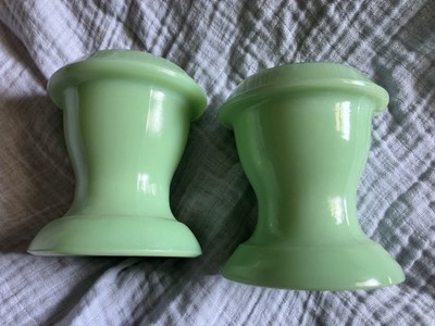 2 Jadeite Green Double Egg Cup Large 3.5 in Vintage Kitchen Breakfast Decor