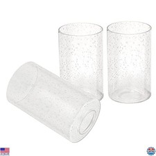 3-Pack Clear Cylinder Seeded Glass Lamp Shades - Fits 1 5/8" Fitter, Ideal for