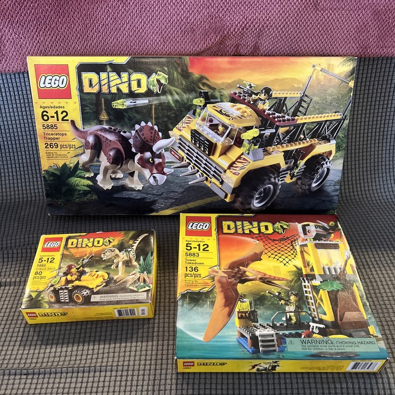 LEGO 3 Set Lot DINO 5882 5883 5885 Triceratops Trapper 2012 Retired Brand New