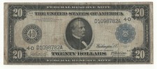 USA STATI UNITI 20  DOLLARI FEDERAL RESERVE 1914