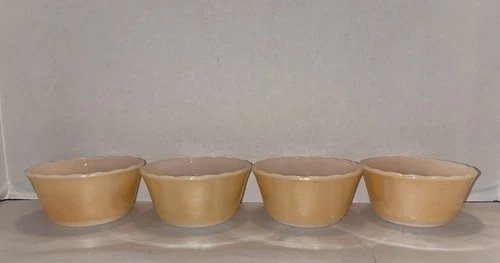 4 PC Vintage Fire King 6 oz Peach Lustre Dessert Custard Berry Sauce Cups #424