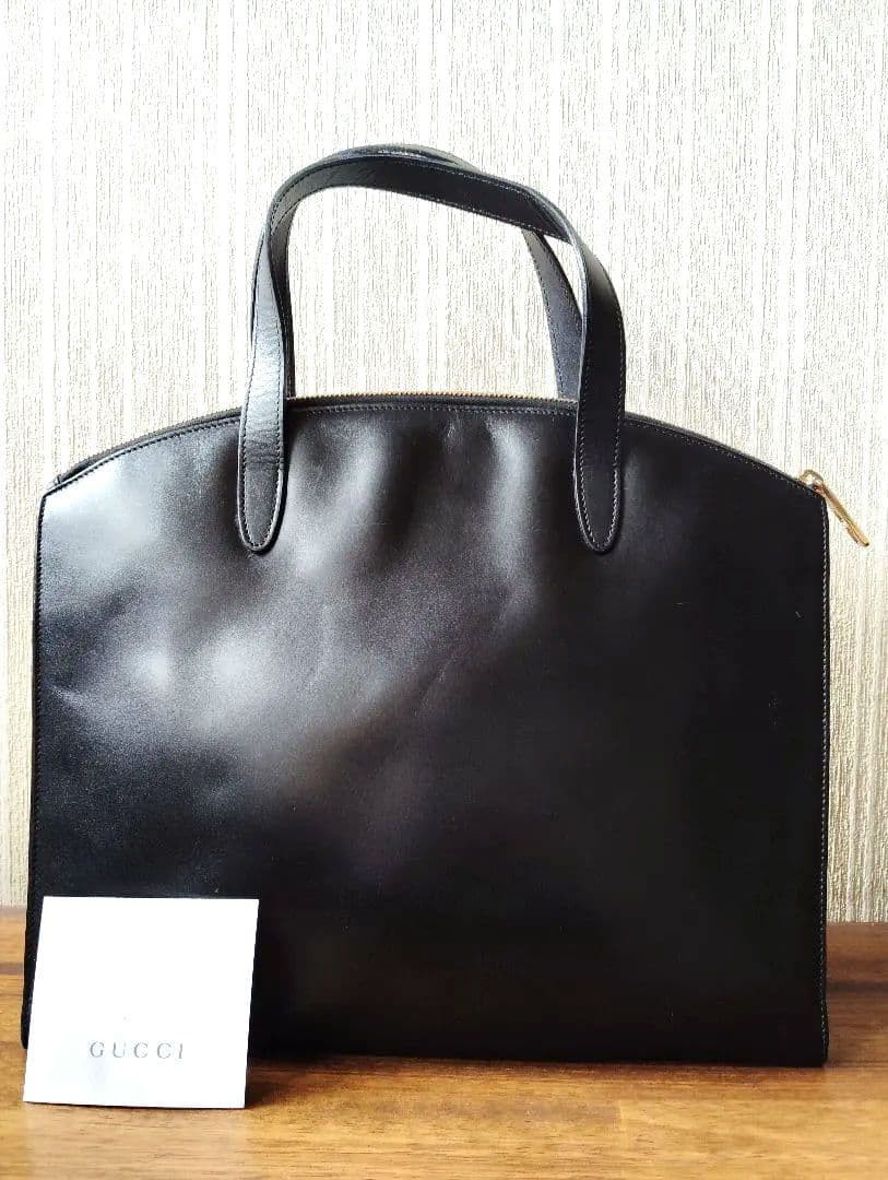 GUCCI Leather Black Handbag Tote Bag Women's