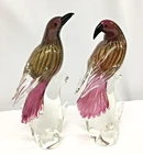Set of 2 Vintage Italian Art Glass Formia Murano Birds of Paradise