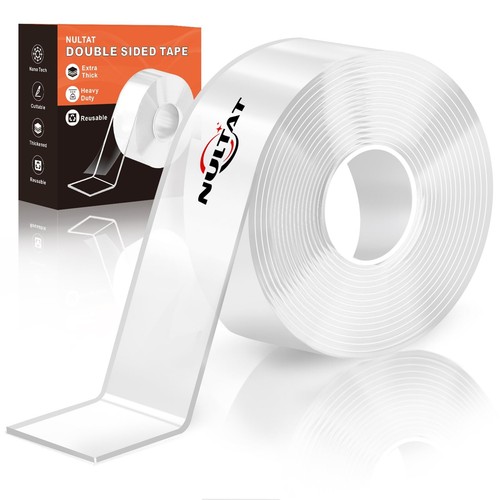 Strong Double Sided Tape Heavy Duty Double Sided Tape for Walls, Clear & Toug...