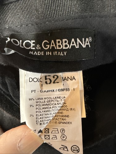 DOLCE & GABBANA Wool Dress Trousers Pants Black 52 Pleated Cuff Vintage Italy - Picture 9 of 9
