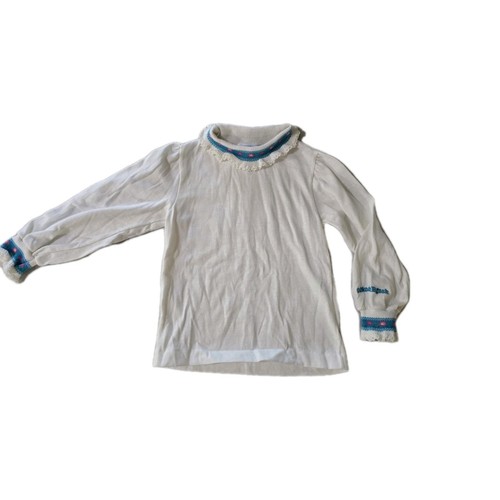Blusa blusa vintage Oshkosh B'Gosh para niña 4 parche manga blanca - Imagen 1 de 6