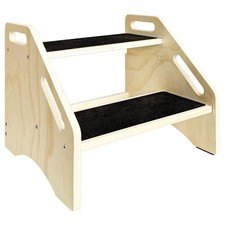 Wooden 2 Step Stool For Kids Toddler Training Stepstool With Handles