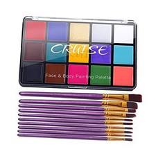 Face Body Paint Set, 15 Colors Painting Palette Makeup Kit with 10 Pcs Classic