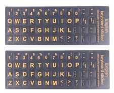 2PCS Matte Vinyl English Keyboard Stickers, Large English - Big Orange Letters