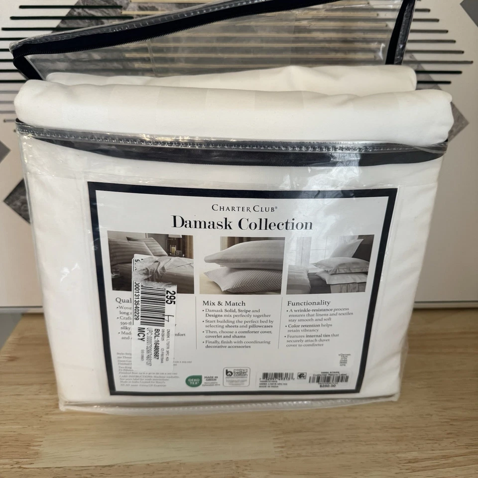 Charter Club Damask KING 550 TC 100% хлопок 3 шт. Пододеяльник тихий роскошный - Изображение 3 из 4