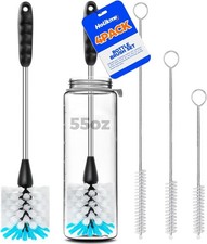 Bottle Brush Cleaner Set 14in Long Handle with 3 Straw Brushes for Bottles Cups