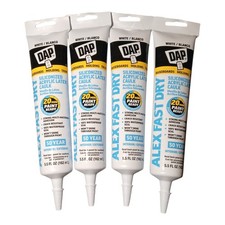 4 Dap Alex Fast Dry 5.5 Oz. White Siliconized Acrylic Latex Caulk 07079818408
