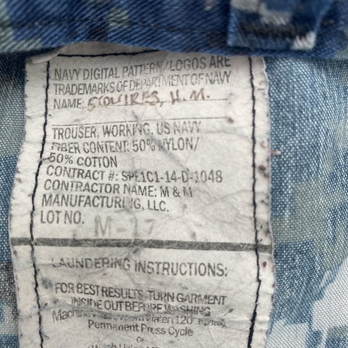 USN Navy NWU Type I Blue Digital Camo Pants Trousers Medium Regular SEE ALL PICS - Picture 8 of 11