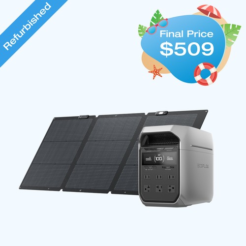 EcoFlow DELTA 3 Plus 1024Wh Portable Power Station+160W Solar Panel Refurbished