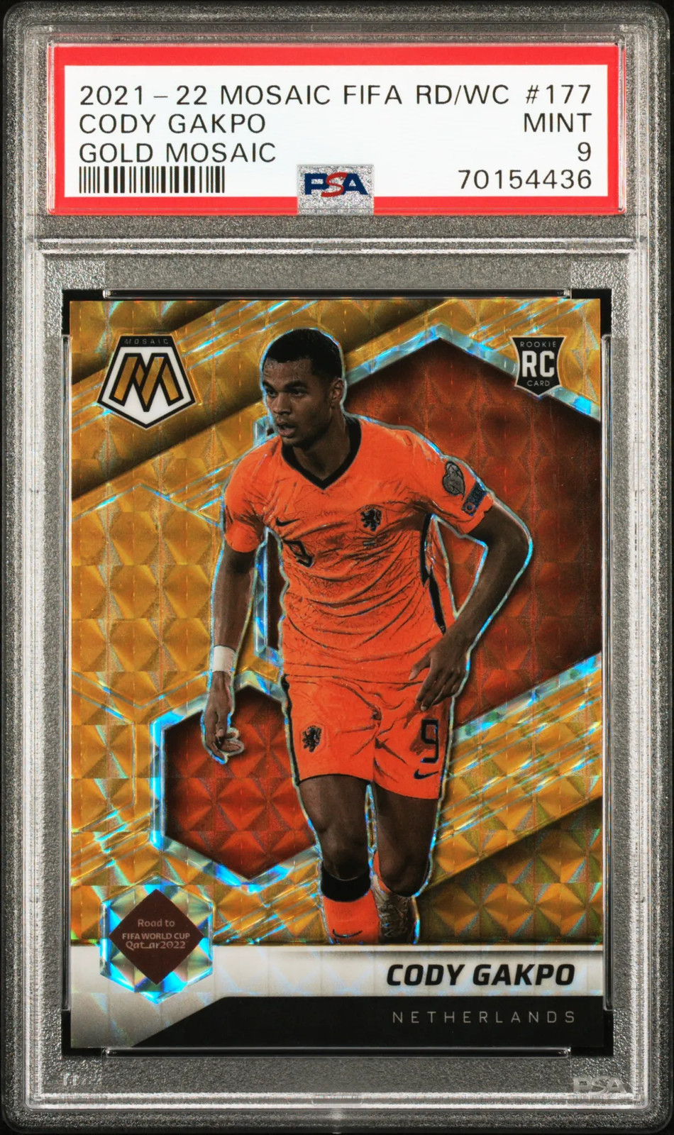 2021-2022 Panini Mosaic FIFA Road To World Cup Cody Gakpo #177 Gold PSA 9 /10