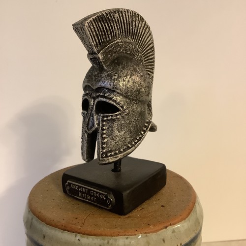 Ancient Greek Miniature Metal Helmet With Crest Museum Replica 4" Tall WARRIOR