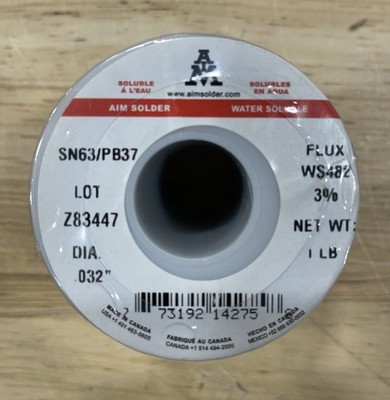 AIM SN63/PB37 WS482 3% Water Soluble Flux Cored Wire Solder .032'' Dia., 1 lb.