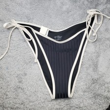 NWT American Eagle Aerie Bla/White Textured Striped Cheekiest Swim Bikini Bottom