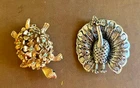 ❤Fun vintage animal brooch set ~ Turtle ~ Peacock ~ costume jewelry pins ~ CUTE!