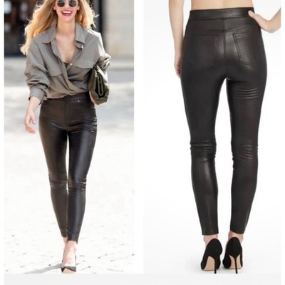 Spanx Faux Leather Moto Leggings Black High Rise Skinny Pants Sz Small excellent