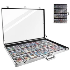 Silver 24 in X 20 in Card Show Display Case Aluminum, Trading Card Display Ca...