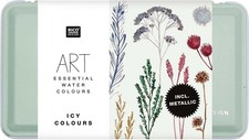 Rico ART Master Aquarell Farbkasten Metall, 12 Farben, ICY Colours Neu (067)