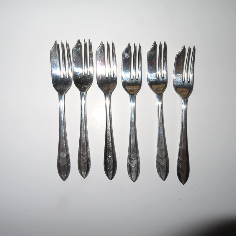 VTG Set Of 6 Silver Plate Pastry Forks Loxley Pattern M.S. LTD EPNS England