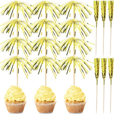 200Pcs Gold Cupcake Toppers, New Years Firework Cocktail Picks Gold Party Table