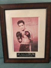 Rocky Marciano Framed Photo w/ Facsimile Signature World Heavyweight Champion Di