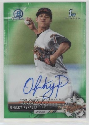 2017 Bowman Chrome Prospect Green Refractor 68/99 Ofelky Peralta Auto 6aa