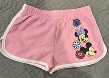 NWOT Girls Pink Minnie Mouse Mickey Mouse Embroidered Shorts Size 7/8