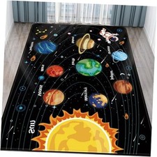 Kids Play Rug for Playroom, Outer Space Solar System Planet 2 78.7X59 IN