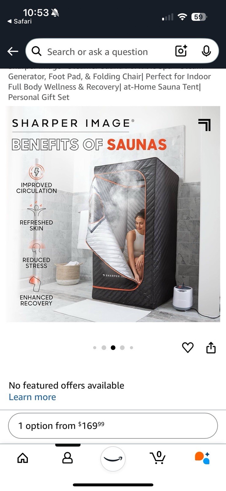 Sharper Image Portable Steamer Sauna Spa with Steam Generator - New