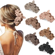 6 Pcs Large Flower Claw Clips for Women – Hawaiian Plumeria Hair Accessories,