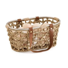 Farmhouse Seagrass Egg Baskets for Collecting Fresh Eggs Handmade Egg Collect...